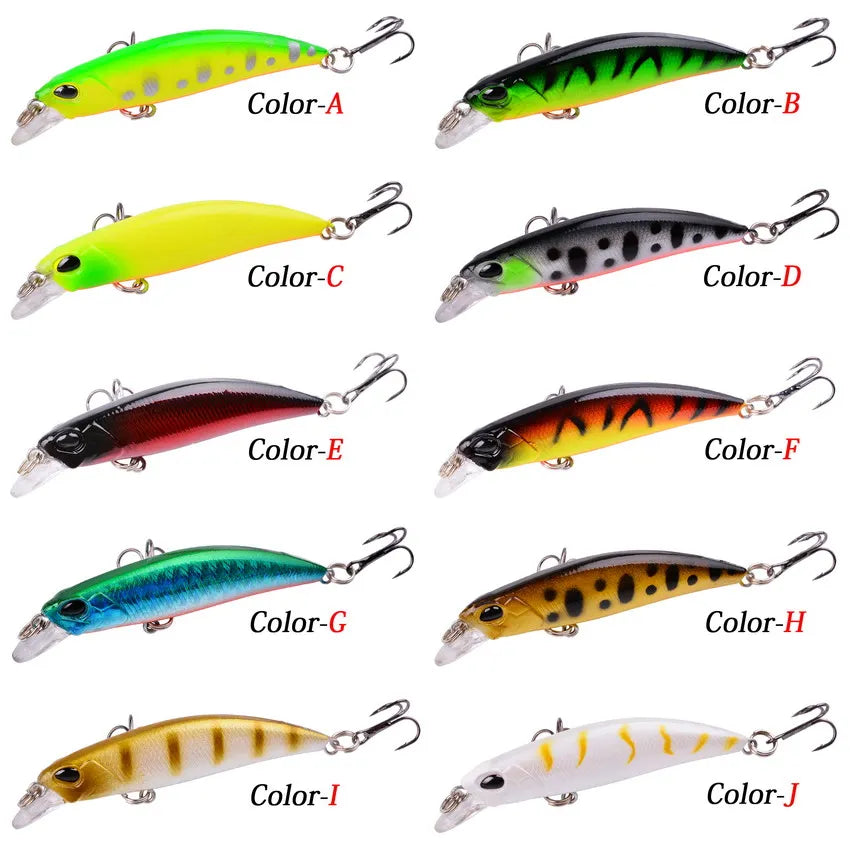 10pcs Laser Slow Minnow Fishing Lure Set