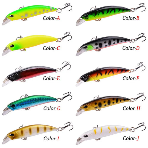 10pcs Laser Slow Minnow Fishing Lure Set