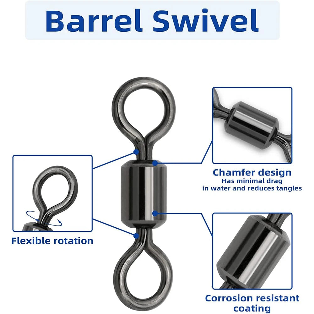 50 pcs Bearing Swivel Fishing Connector Stainless Steel
