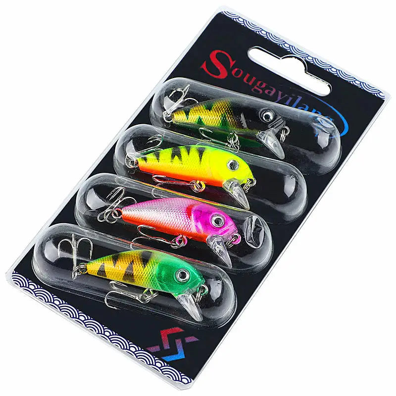 Fishing Bait Set 4PCS Wobbler Anti-corrosion Hook Bass Fishing Lure
