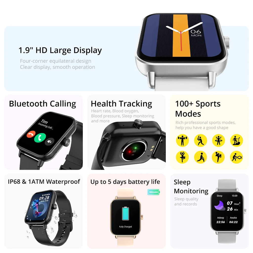 Voice Calling Smart Watch Ultra 1.9 inch Screen with 100+ sport modes