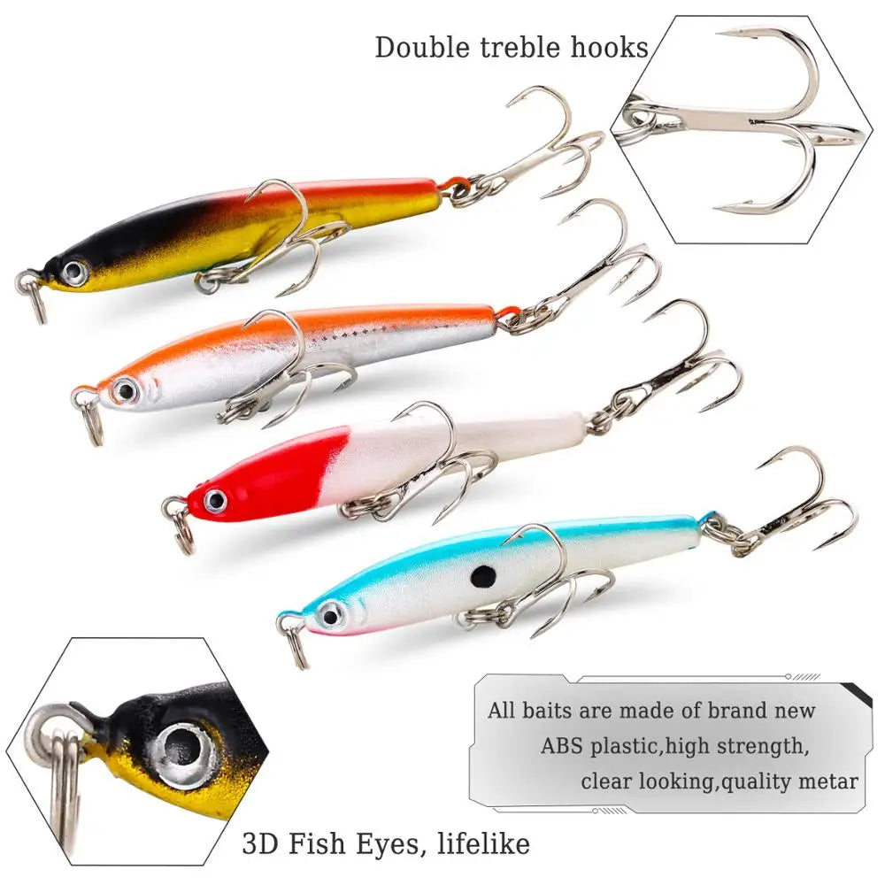 Fishing Bait Set 4PCS Wobbler Anti-corrosion Hook Bass Fishing Lure