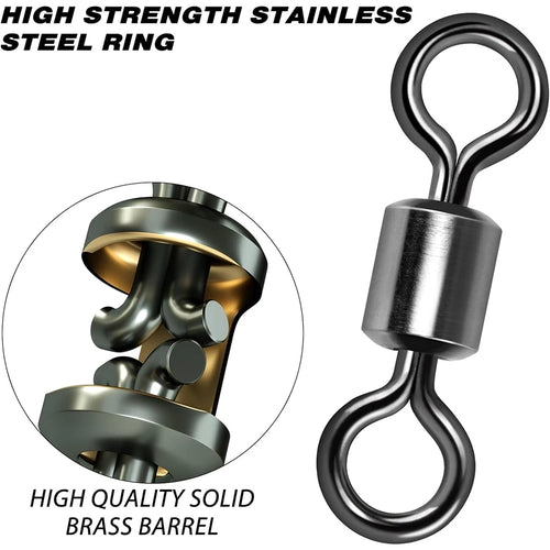 50 pcs Bearing Swivel Fishing Connector Stainless Steel
