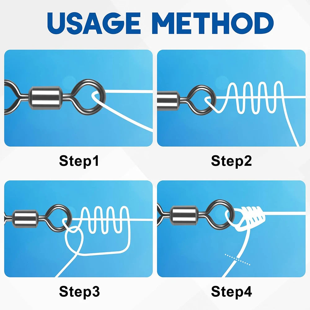 50 pcs Bearing Swivel Fishing Connector Stainless Steel