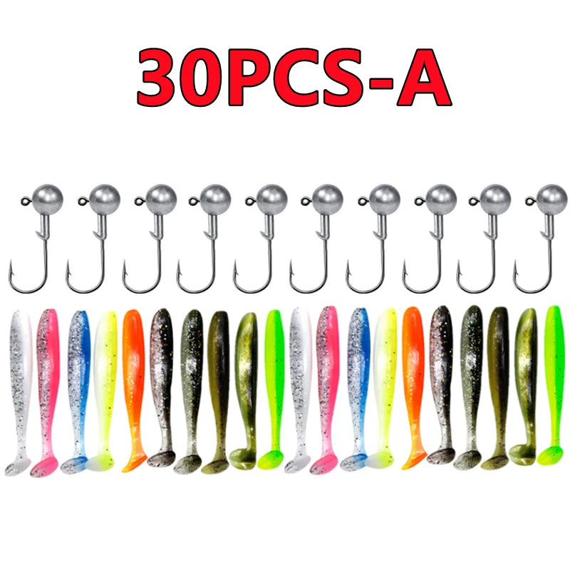 50/30/15PC Soft Fishing Lures Kit Silicone Lure Set Artificial Bait