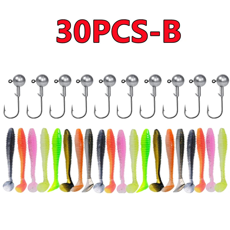 50/30/15PC Soft Fishing Lures Kit Silicone Lure Set Artificial Bait