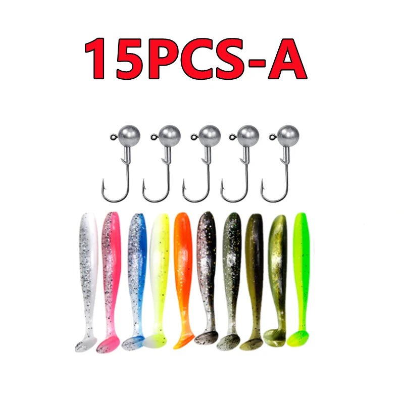 50/30/15PC Soft Fishing Lures Kit Silicone Lure Set Artificial Bait
